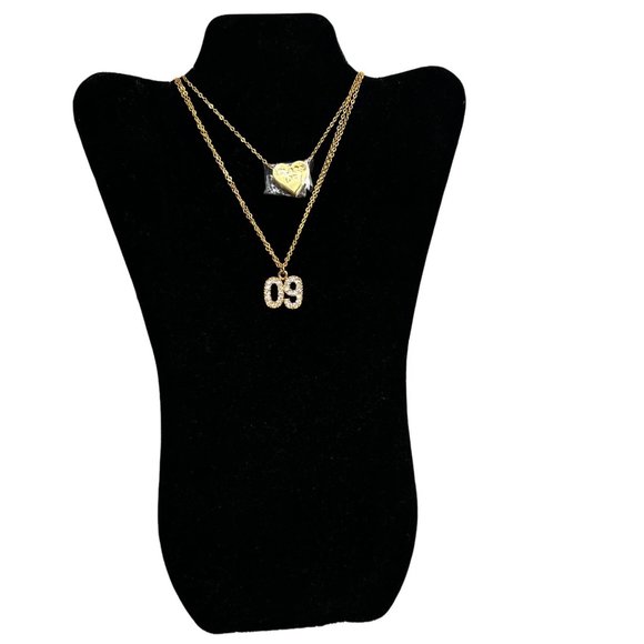 Joestens Class Necklace Gold Filled Rhinestone Heart Class of 2009 Layered Charm - Picture 2 of 7